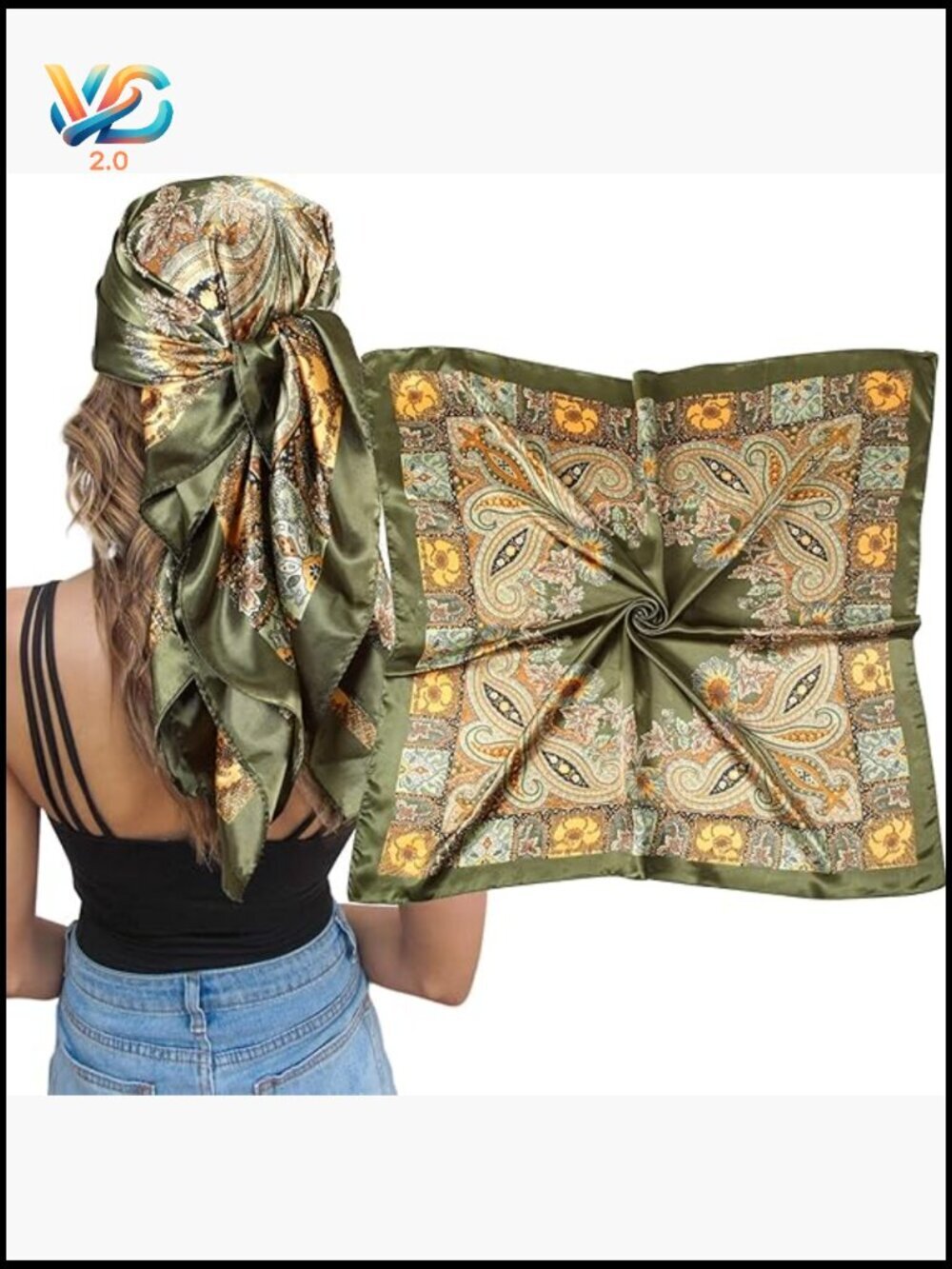 Large Satin Hair Scarf Wrap for Women Head Bandana Sleeping Multi-Way Use